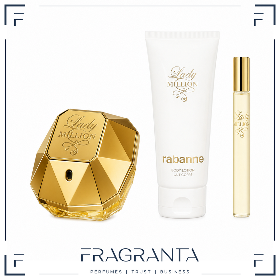 Paco Rabanne Lady Million Set EdP 50ml + Body Lotion 100ml + Mini EdP 10ml – Produktbild